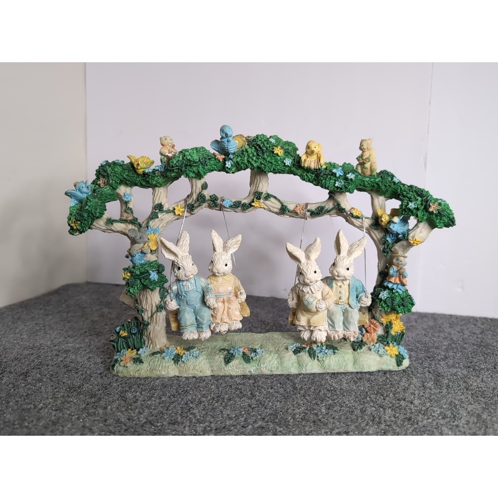 Jaimy Easter Jubilee Bunnies Swinging Couples Spring Home Decoration Porcelain